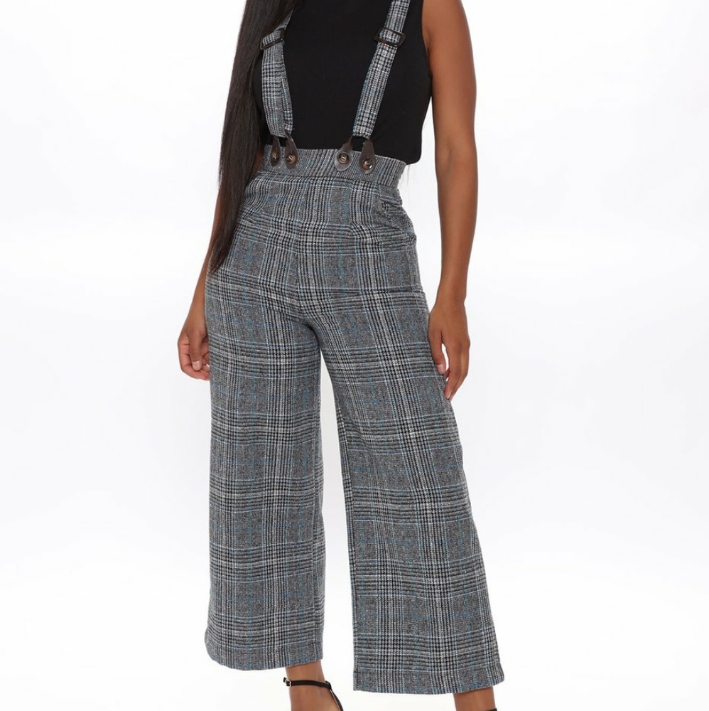 Keep It Class Overall Plaid Pants